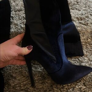 Elegant Navy Blue Knee-High Women's Boots